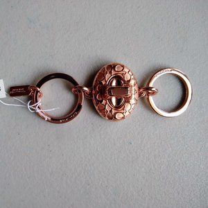 Coach Rose Gold Valet Turnlock Key Ring NWT